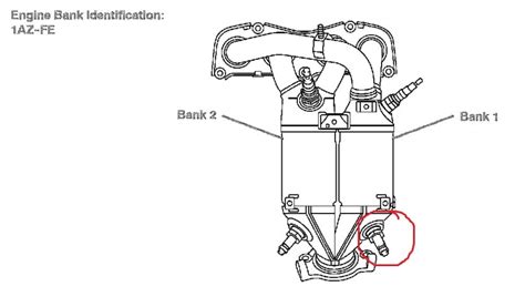 Where is the oxygen sensor for bank 1 sensor 2 located?