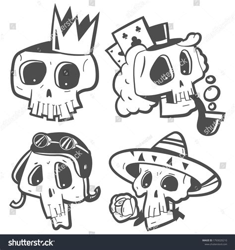 Skull Tattoos Vector Cartoon Set Isolated Stock Vector (Royalty Free) 1793020210