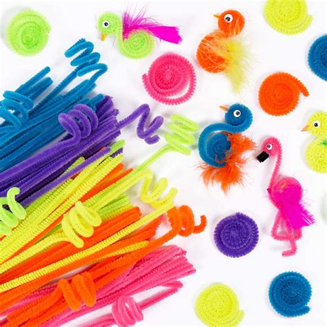 Buy Horizon Group USA 200 Neon Fuzzy Sticks, Value Pack of Pipe Cleaners in 6 Colors, 12 Inches ...