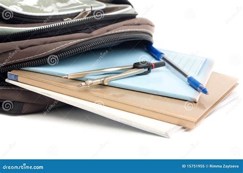 School Backpack, Pencils, Pen, Notebook . Royalty Free Stock Photo ...