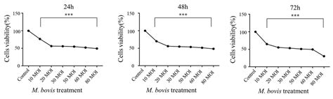 M. bovis infection reduced the viability of EBL cells. Cell viability... | Download Scientific ...