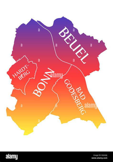 Bonn City Map Germany DE labelled rainbow colored illustration Stock ...