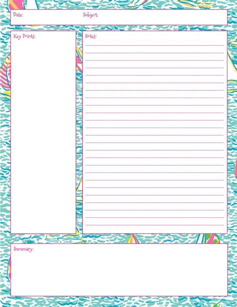 Stay Fabulous: Lilly Note Taking Printables | College organization, School organization, School help