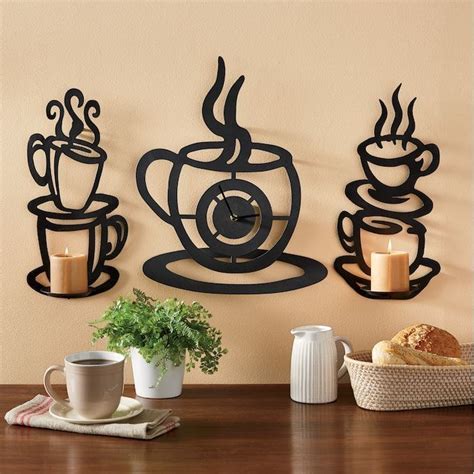 Coffee Cup Wall Clock and Sconce Set #coffeecups | Kitchen decor themes coffee, Coffee shop ...
