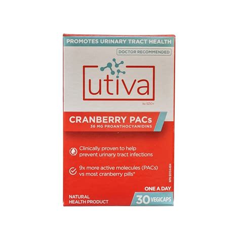 UTIVA Cranberry PACs 36 mg Proanthocyanidins (30 capsules) – beyondRx.ca (by 99 Pharmacy)