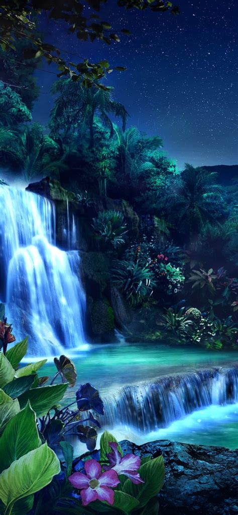 Shipwrecked - Waterfall (Night) | Waterfall art, Waterfall scenery ...