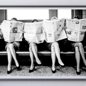 Women Reading Newspaper in Paris Print, Black and White, Vintage Poster ...