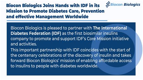 Biocon Biologics Joins Hands with IDF in its Mission to Promote ...