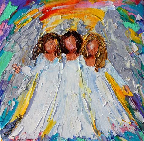 Angels Three painting, angel art, original oil abstract impressionism ...