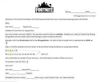 Fortnite Math Worksheet Bundle by Ramona Dennison | TpT