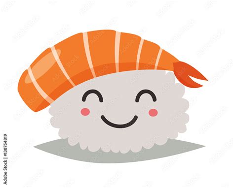 Sashimi happy emoji vector illustration. Emoji happy sushi in sunglasses icons. Sashimil whith ...