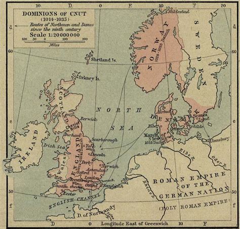 Map of the Dominions of Cnut (Canute) the Great 1014-1035