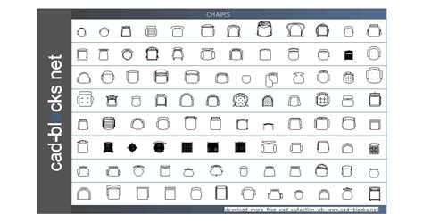 Furniture CAD Blocks: chairs in plan view