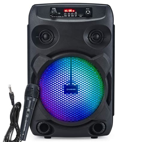 Modernista Sound Box 100 Wireless Bluetooth Speaker 20W with Wired Karaoke Mic/FM/Aux/LED Lights ...