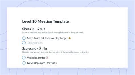 Level 10 Meeting Agenda Template | Leadership Teams | Fellow.app