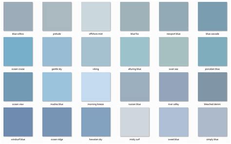 More Behr Blues Color Chart for Interior Paint