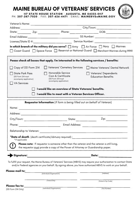 Maine Military Discharge Records Request - Fill Out, Sign Online and Download PDF | Templateroller