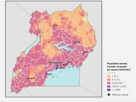 1 Uganda Population Density Map, 2010 (baseline) | Download Scientific ...