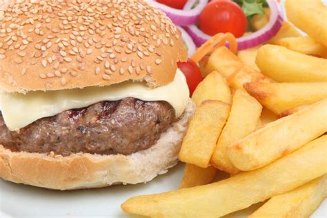 Cheeseburger and Chips stock image. Image of macro, dinner - 10796561