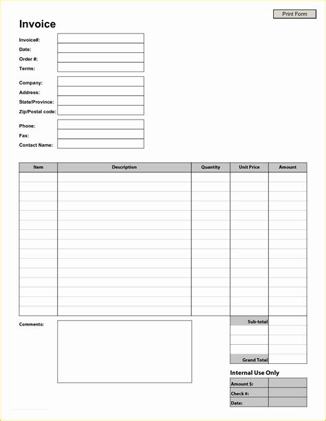 Free Printable Invoice Templates Of Blank Invoice Template Blank Invoice | Heritagechristiancollege