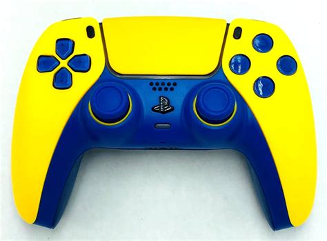 Custom Sony Wireless Controller PlayStation 5 PS5 - Solid Yellow / Blue