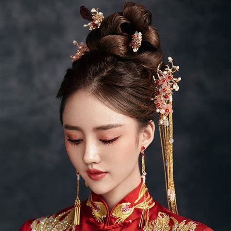 Traditional Chinese Bride Headdress Costume Hairclips Floral Hairpin W – Ezbuypay | Chinese ...