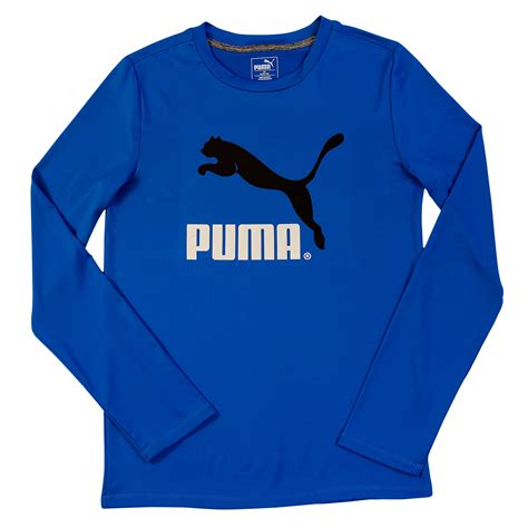 PUMA Basic Long Sleeve T-shirt Big Boys Logo Tee - Royal Blue - Size Medium - Walmart.com ...