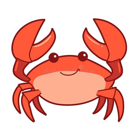 Cute cartoon smiling crab. Vector hand drawn cartoon illustration of a ...