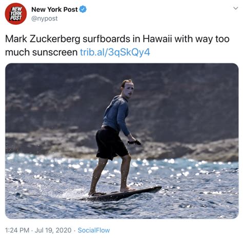 Mark Zuckerberg surfboards in Hawaii with way too much sunscreen ...