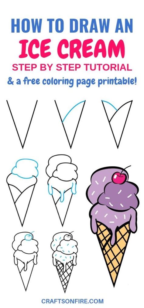 How To Draw An Ice Cream In 12 Steps - Drawing Tutorial - Craftsonfire