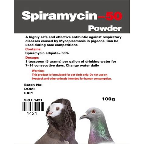 Pigeon Product - Spiramycine 50 - Respiratory Infections ...