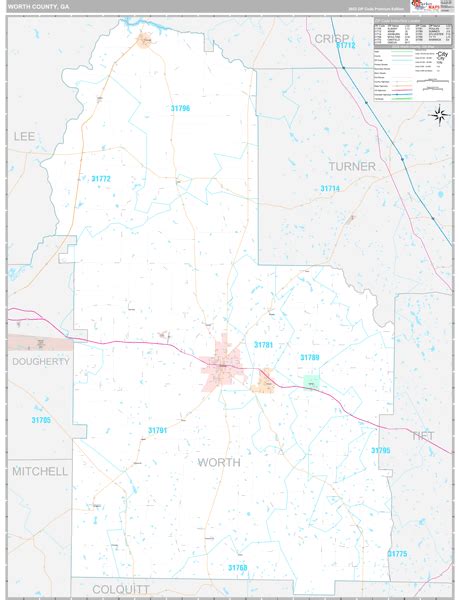 Worth County, GA Wall Map Premium Style by MarketMAPS - MapSales