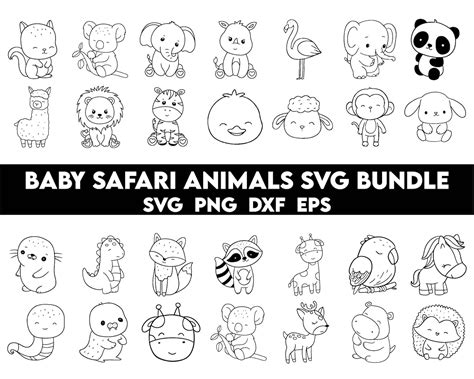 Safari Animals Svg Bundle, Animal Clipart, Baby Animals Svg, Zoo ...