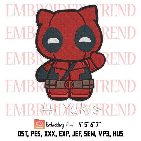 Hi Yukio Deadpool Hello Kitty Embroidery, Marvel Comics Cute Gift Embroidery, Embroidery Design File