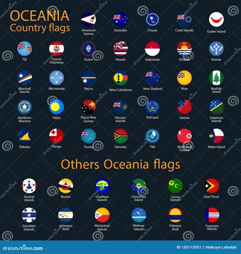 Flags of Oceania, All Countries in Original Colors Stock Illustration ...