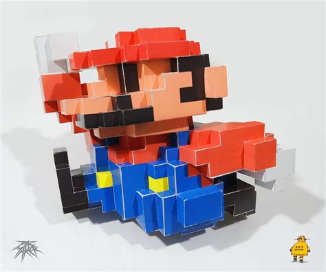 Mario 8 Bit 3d Pixel Paper Art