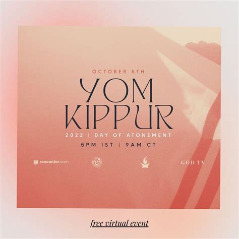 Yom Kippur Prayer Event Oct 5th 9am CT