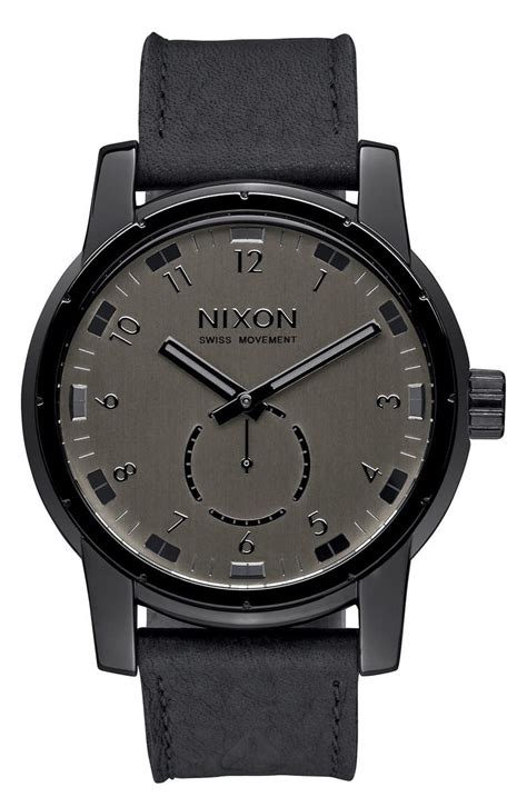 Nixon 'The Patriot' Leather Strap Watch, 45mm | Nordstrom