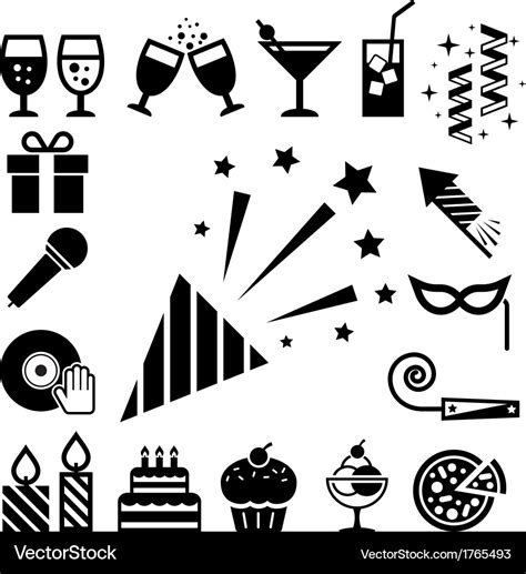 Party and celebration icon set Royalty Free Vector Image