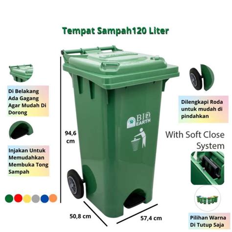 Promo Tempat Sampah Injak 2102 Roda 120 Liter (Tutup Soft Close) Green ...