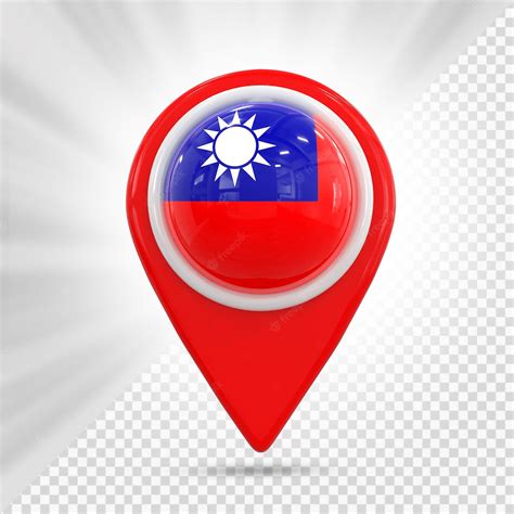 Premium PSD | Map pin with the flag of taiwan