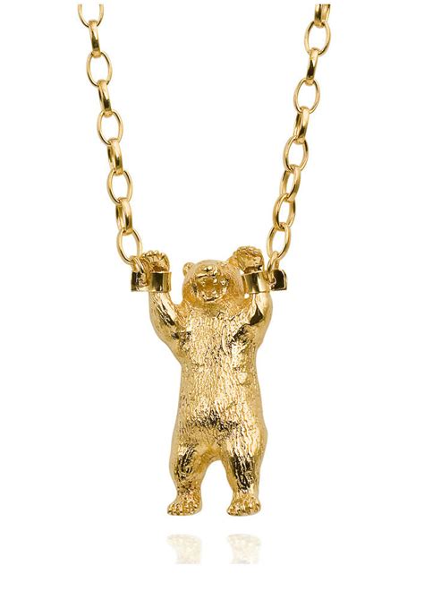 Handcuffed Bear Necklace Gold – momocreatura