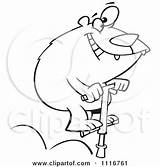 Cartoon Of An Outlined Bear Jumping On A Pogo Stick  Royalty Free sketch template