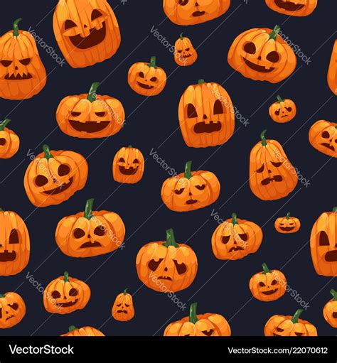 Pumpkins jack o lantern seamless wallpaper Vector Image