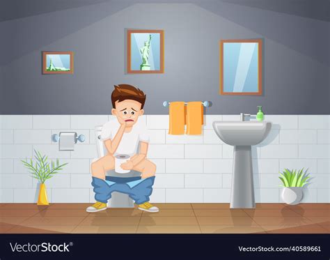 Clipart Of Man Sitting On Toilet