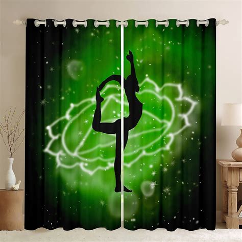 Gymnast Silhouette Handmade Window Curtains, Starry Galaxy Bohemian ...