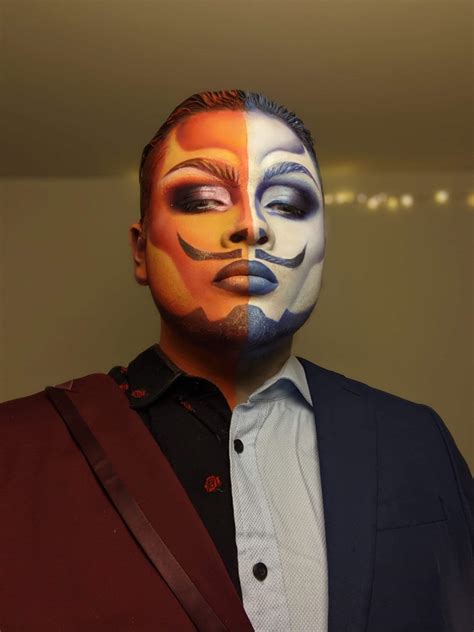 🔥 Fire and Ice🧊(First time doing a proper drag king look CC very appreciated !!) : r/Drag