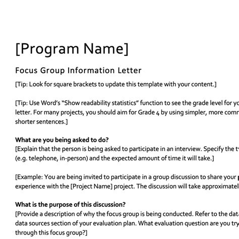 Focus Group Information Letter and Consent Form Template — Eval Academy