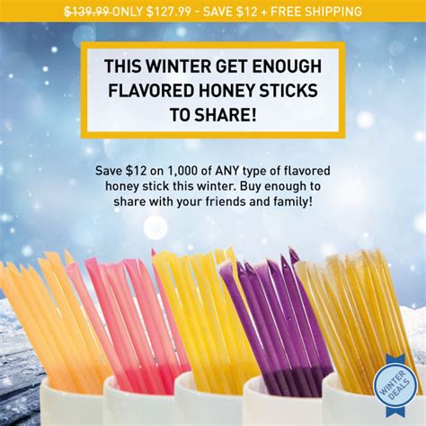 Bulk Flavored Honey Sticks - 1,000 Count Any Flavor - Free Shipping