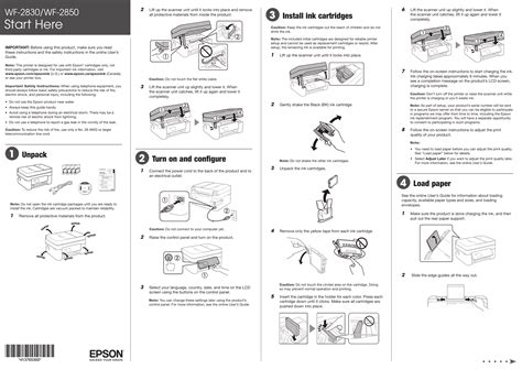 Epson WorkForce WF-2850 Installation Guide | Manualzz